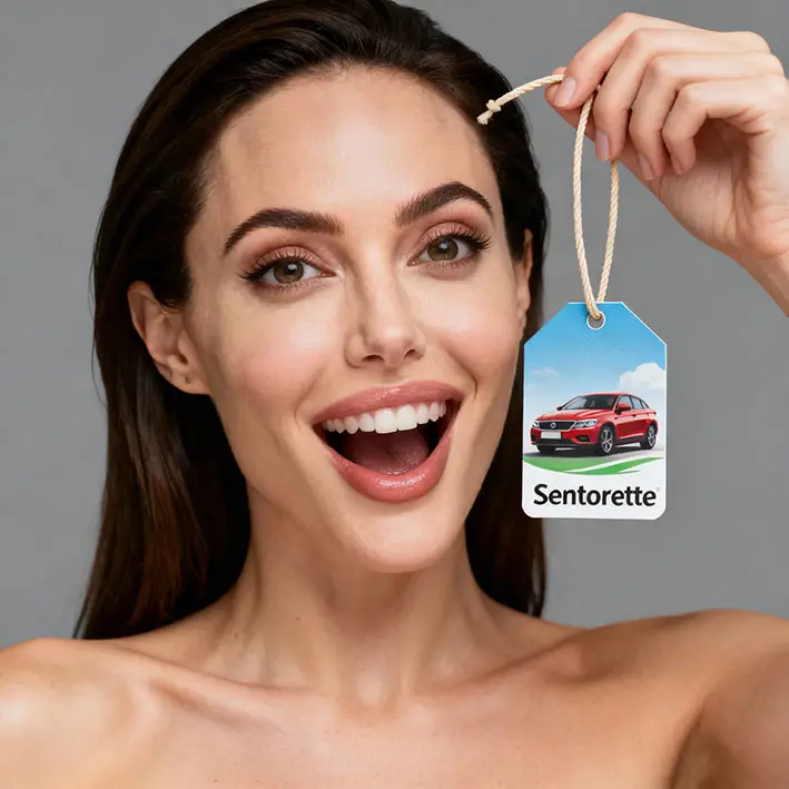 Ambientador de coche a medida Sentorette para efecto sorpresa y placer – regalo emocional para el cliente, herramienta de marketing memorable